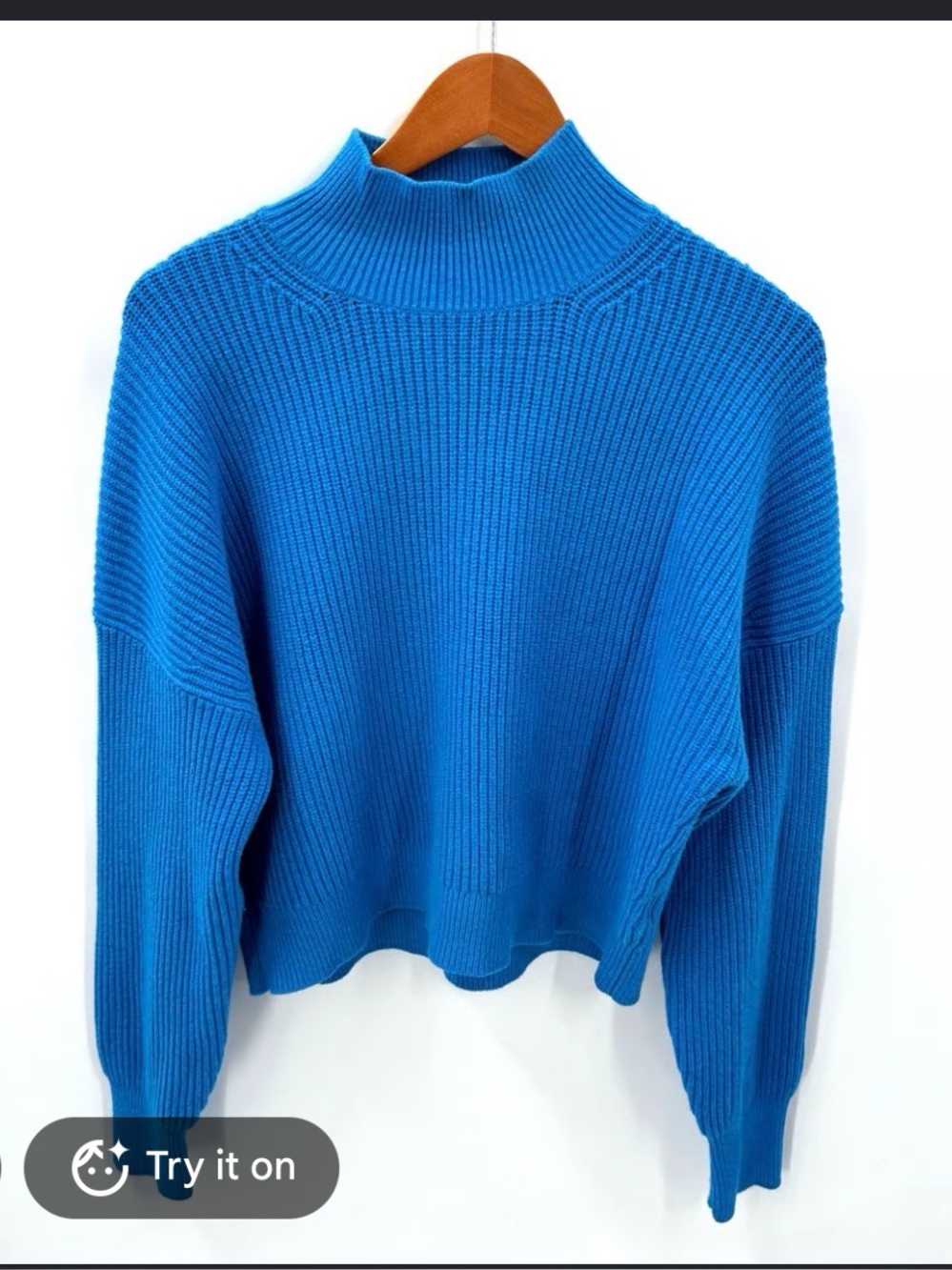 J. Crew Vibrant Blue Ribbed Mock Neck Sweater